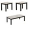 Saltoro Sherpi 3 Piece Coffee Table and End Table Set, Faux Marble Surface, Black Legs-
